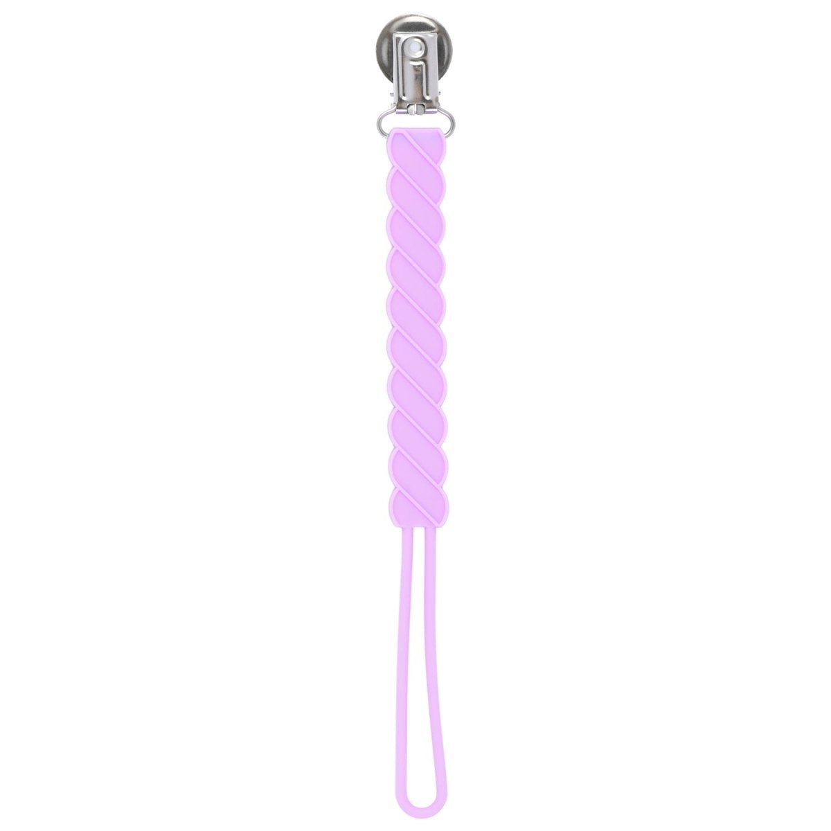 Three Little Tots Twist Lavender Purple All Silicone One Piece Pacifier Clip - 