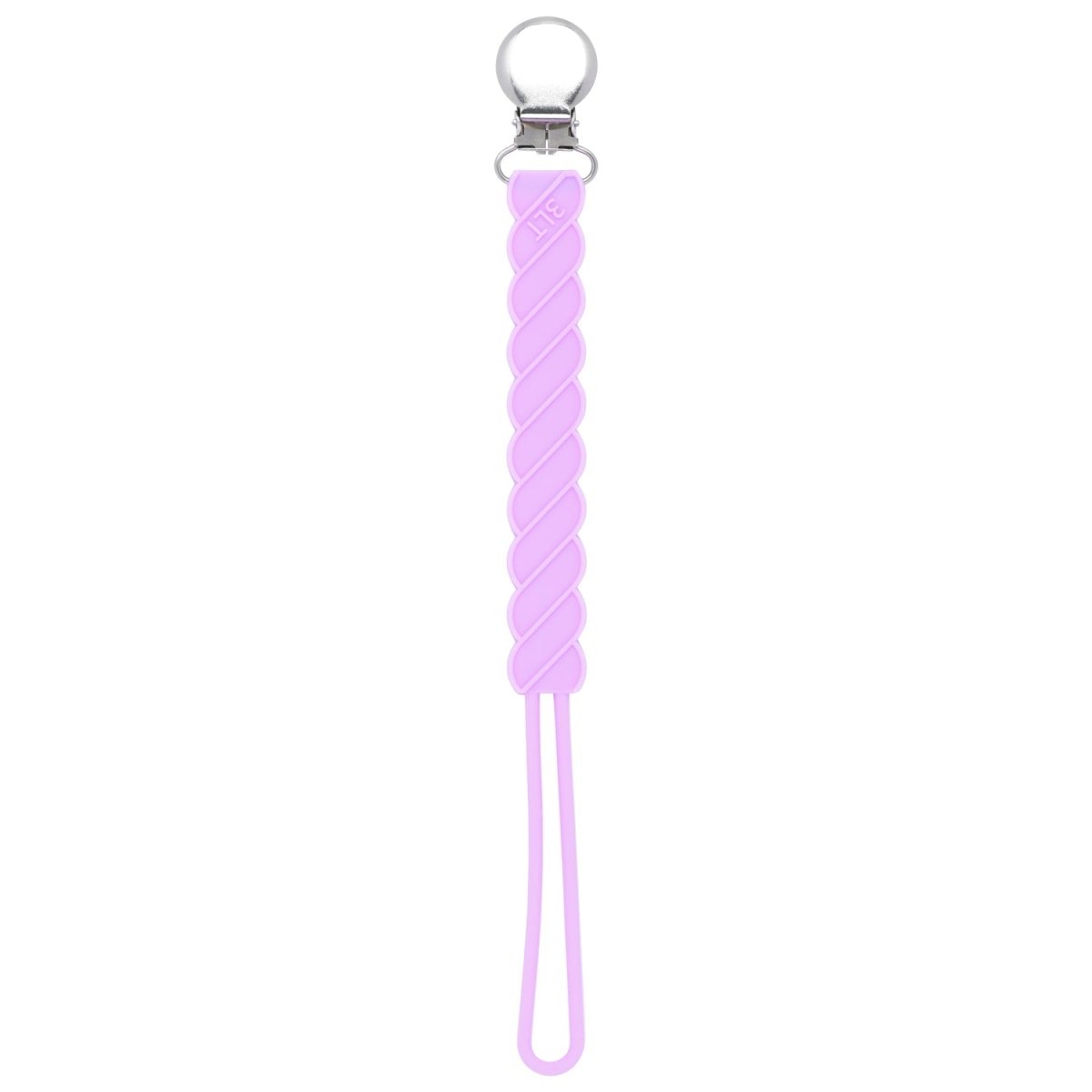 Three Little Tots Twist Lavender Purple All Silicone One Piece Pacifier Clip - 