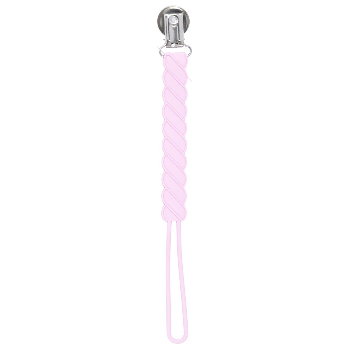 Three Little Tots Twist Light Pink All Silicone One Piece Pacifier Clip - 
