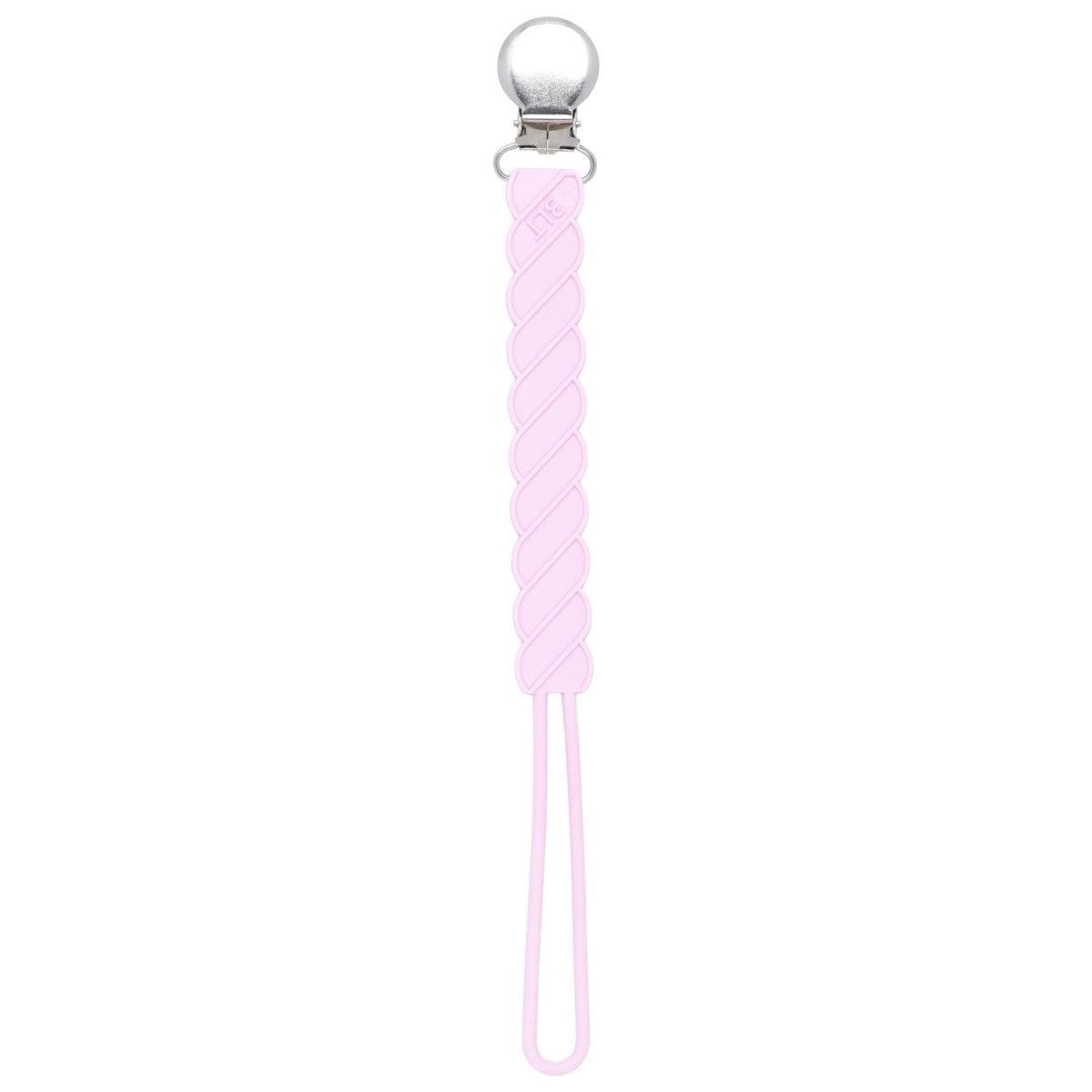 Three Little Tots Twist Light Pink All Silicone One Piece Pacifier Clip - 