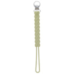 Three Little Tots Twist Olive Green All Silicone One Piece Pacifier Clip - 