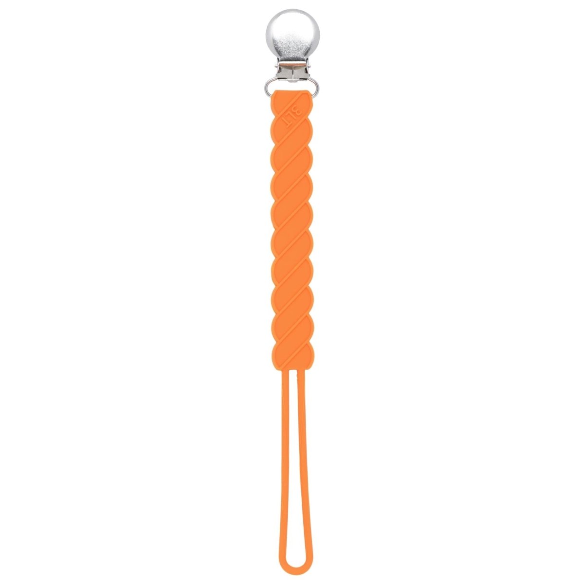 Three Little Tots Twist Orange All Silicone One Piece Pacifier Clip - 
