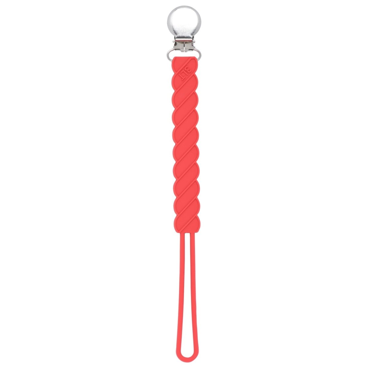 Three Little Tots Twist Red All Silicone One Piece Pacifier Clip - 