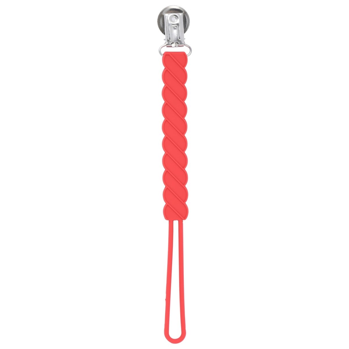 Three Little Tots Twist Red All Silicone One Piece Pacifier Clip - 