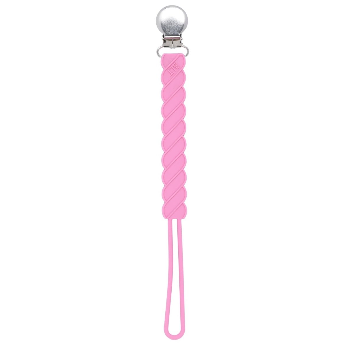 Three Little Tots Twist Rose Pink All Silicone One Piece Pacifier Clip - 