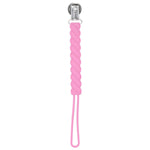 Three Little Tots Twist Rose Pink All Silicone One Piece Pacifier Clip - 