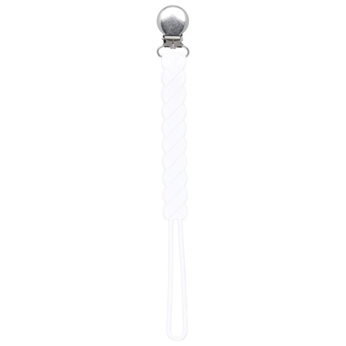 Three Little Tots Twist White All Silicone One Piece Pacifier Clip - 