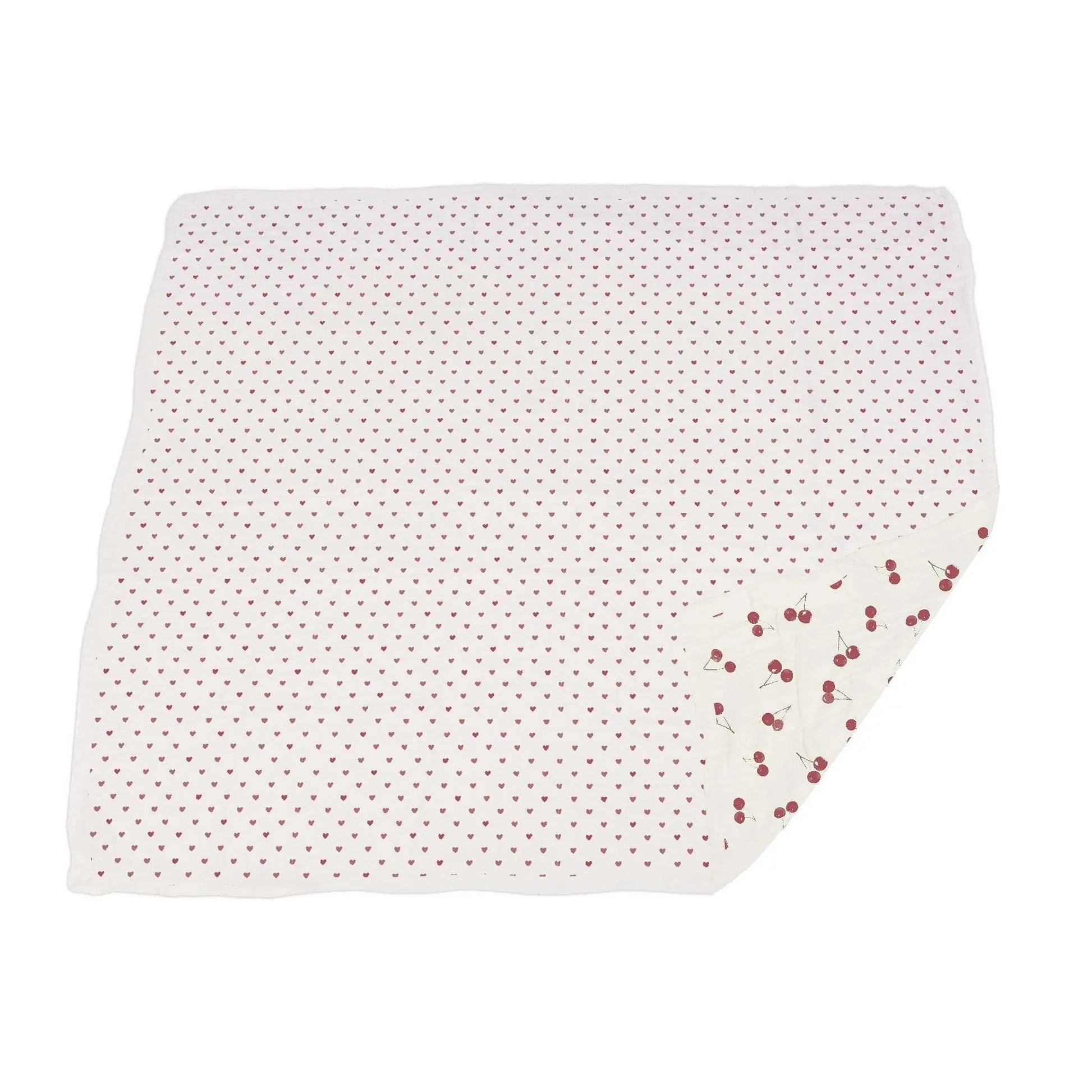 Two Hearts Sweetheart Cherry Newcastle Blanket 100 Percent Natural Bamboo Muslin Cozy Soft Breathable Kids Blanket 47 Inch x 47 Inch Newcastle Classics