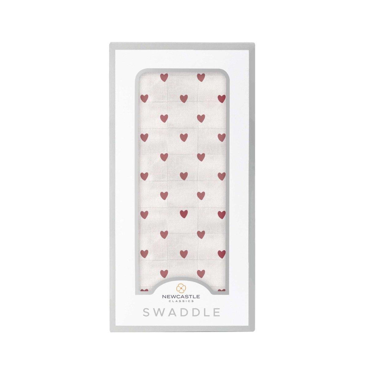 Newcastle Classics Two Hearts Bamboo Swaddle Blanket Soft Breathable Fabric for Baby Comfort - 
