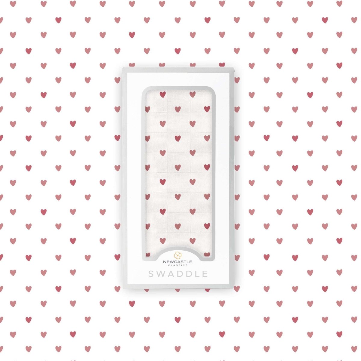 Newcastle Classics Two Hearts Bamboo Swaddle Blanket Soft Breathable Fabric for Baby Comfort - 