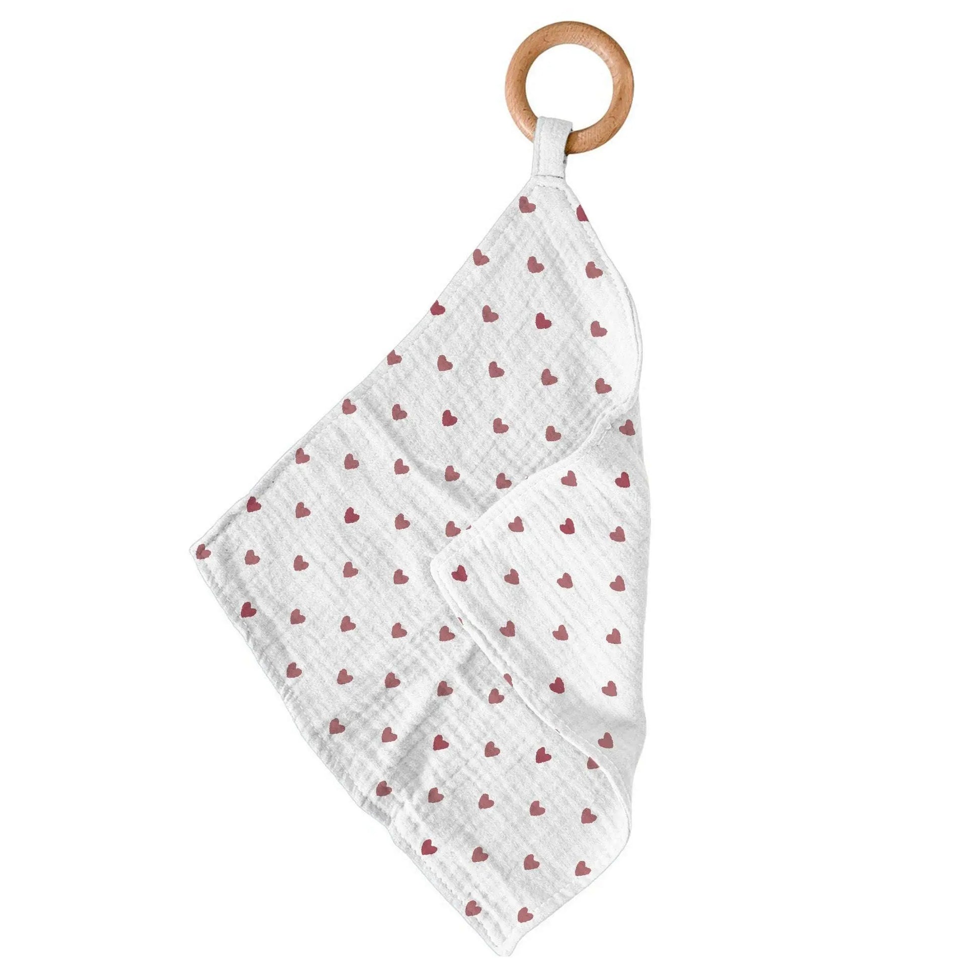 Two Hearts Newcastle Teether with Removable Beach Wood Ring and Bamboo Mini Blankie Newcastle Classics