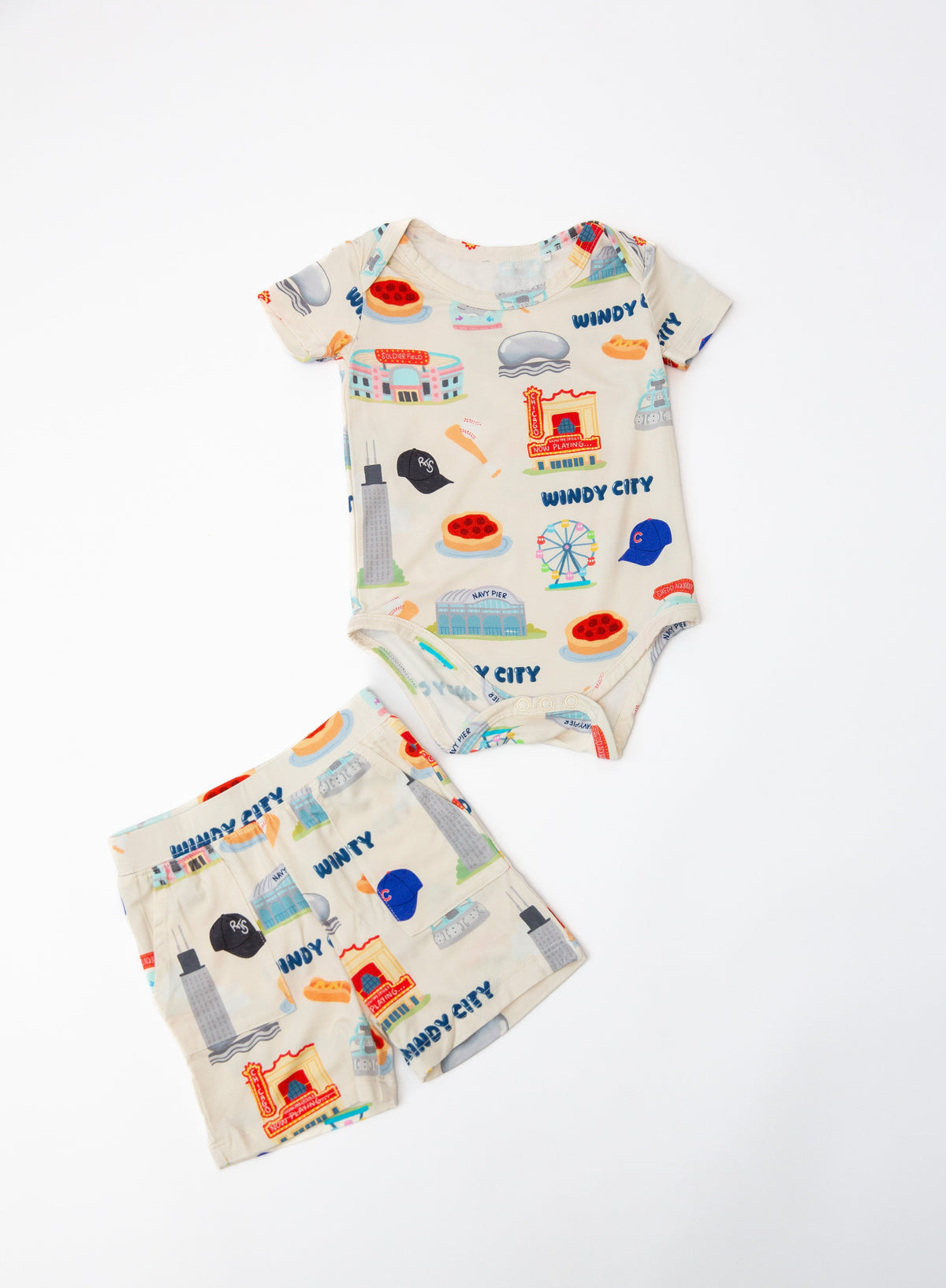My First Windy City Bamboo Baby Short Set | Convertible Chicago Baby Outfit by Rayn’s Tiny Stitches