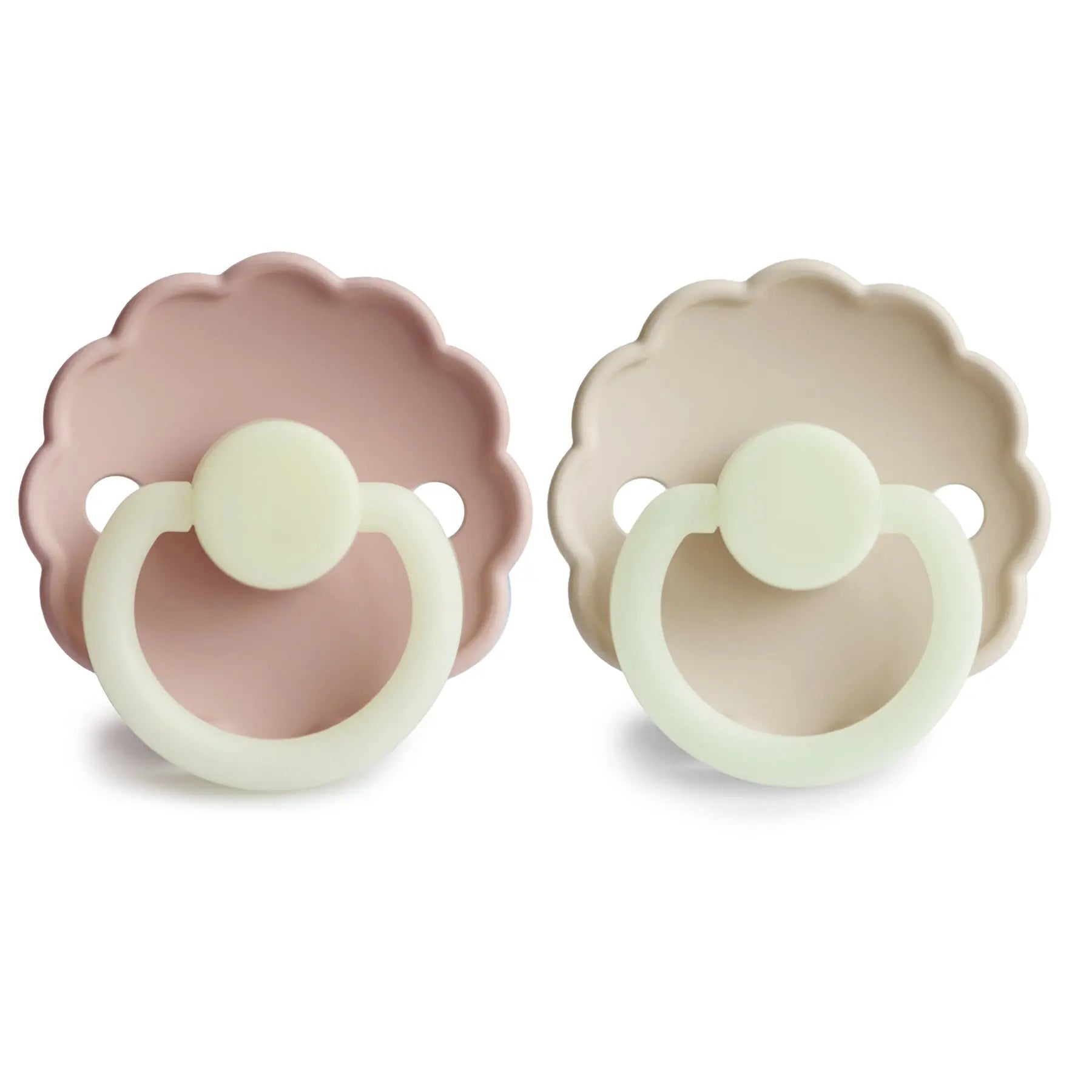 Frigg Daisy Night Silicone Pacifier 2 Pack with SilkySoft Nipple and Glow in Dark Design Mushie