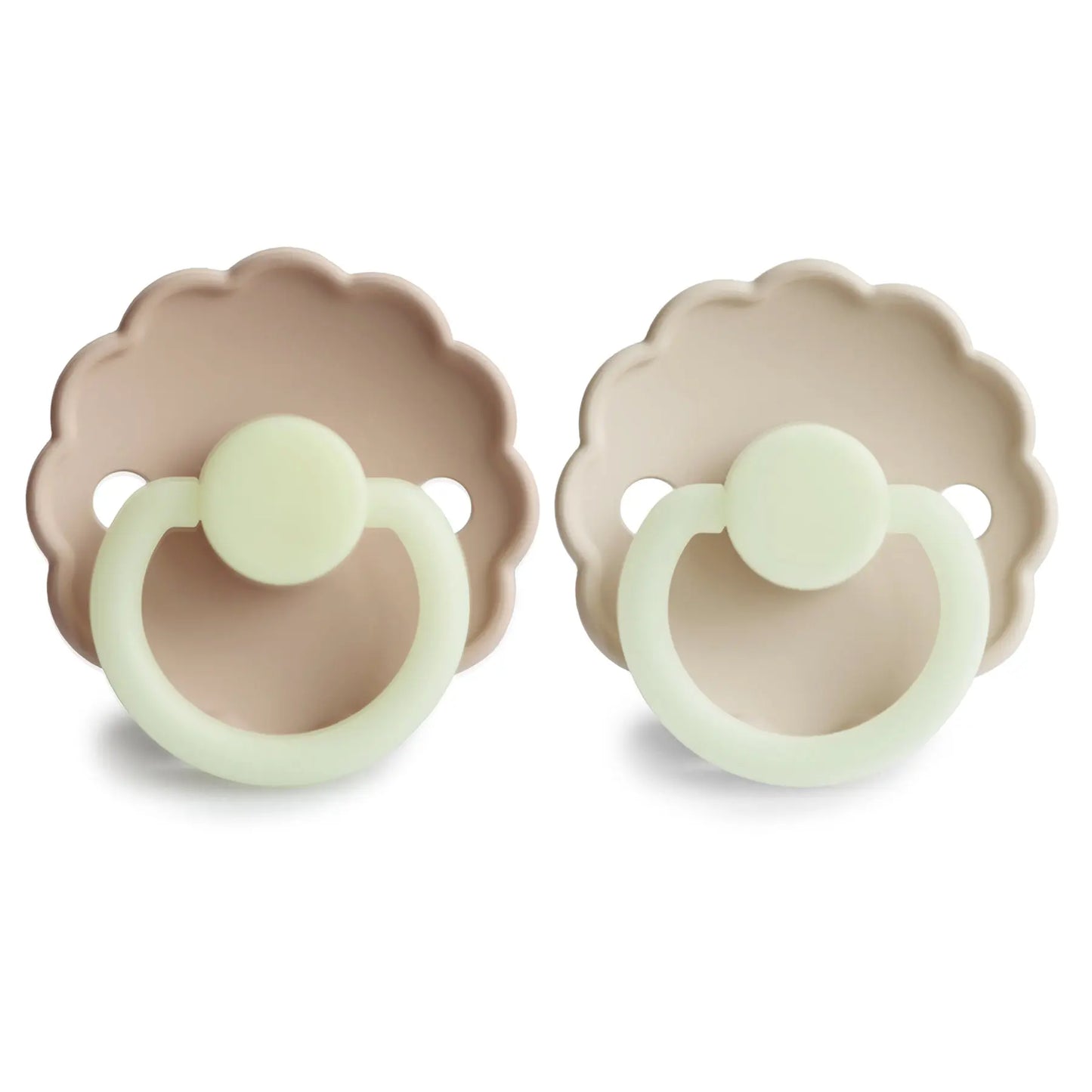 Frigg Daisy Night Silicone Pacifier 2 Pack with SilkySoft Nipple and Glow in Dark Design Mushie