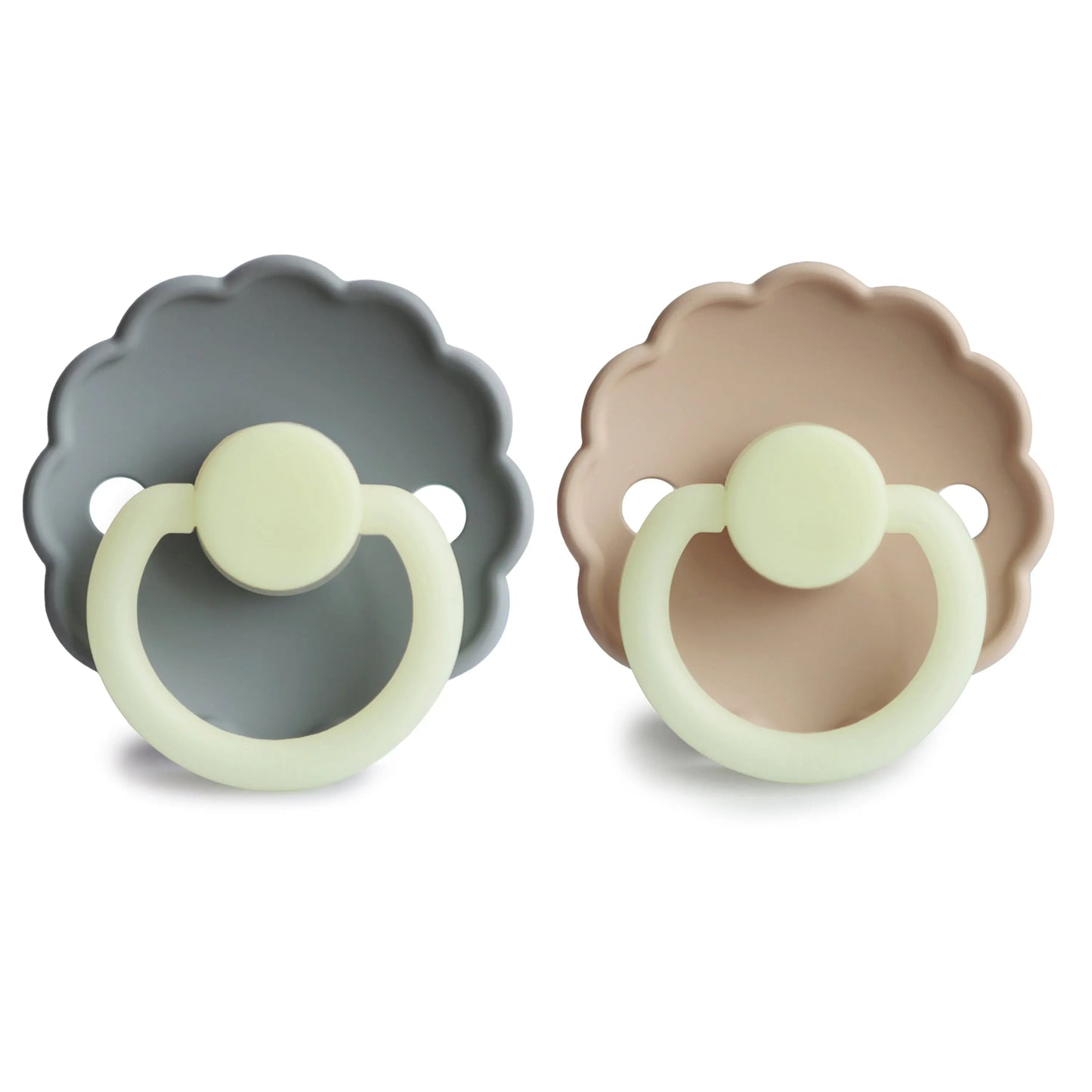 Frigg Daisy Night Silicone Pacifier 2 Pack with SilkySoft Nipple and Glow in Dark Design Mushie