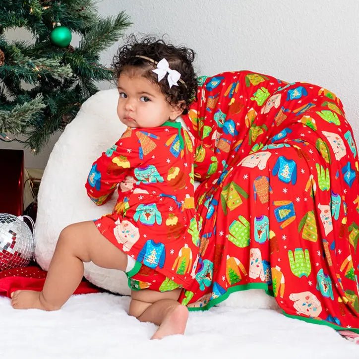 Bestaroo Ugly Sweater Party Bodysuit Dress For Babies In Ultra Soft Bamboo Fabric - 