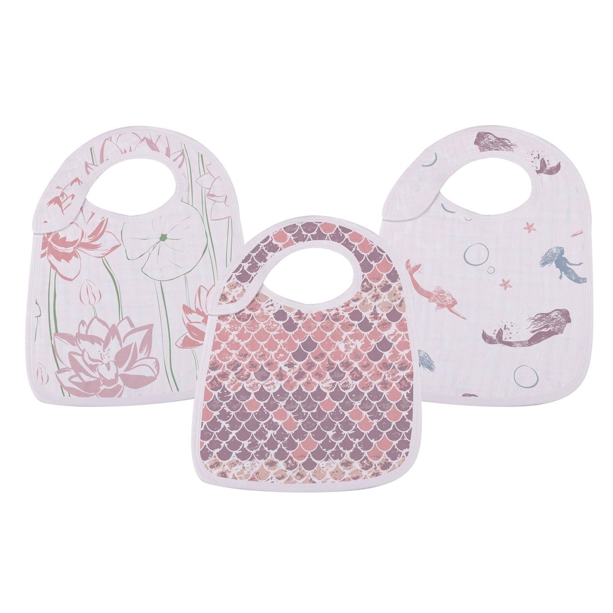 Newcastle Classics Under The Sea Bamboo Muslin Snap Bibs 3 Pack Soft Absorbent for Babies - 