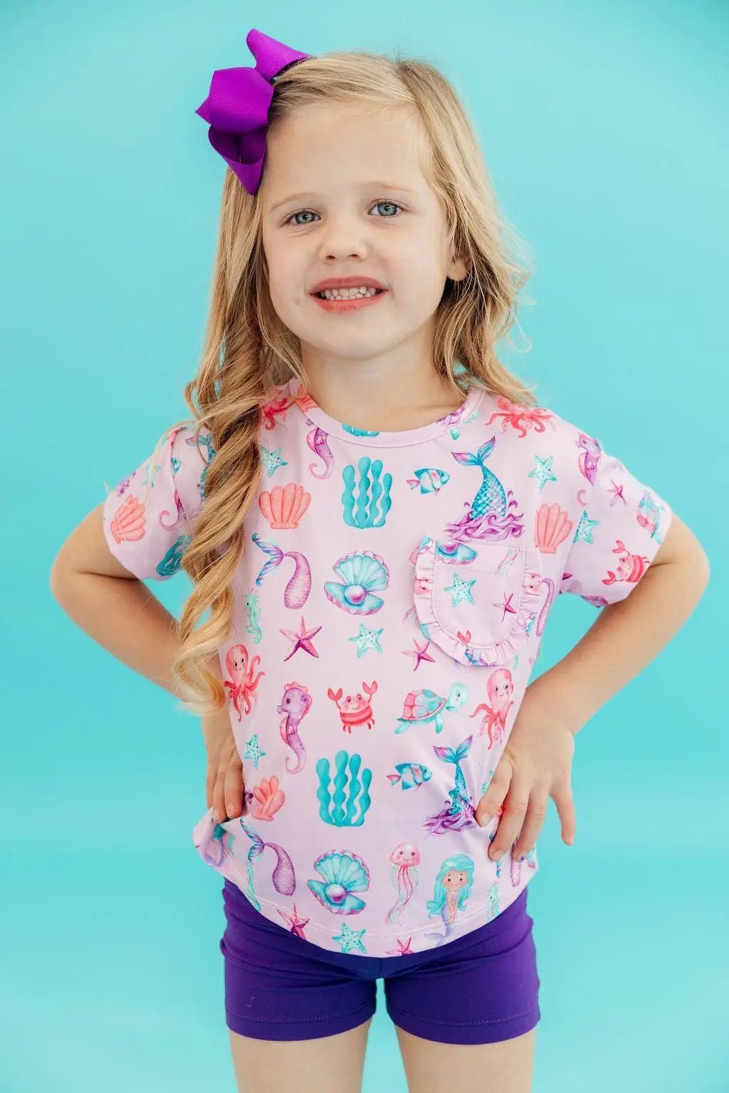 Mila & Rose ® Under the Sea Ruffle Pocket Tee - 