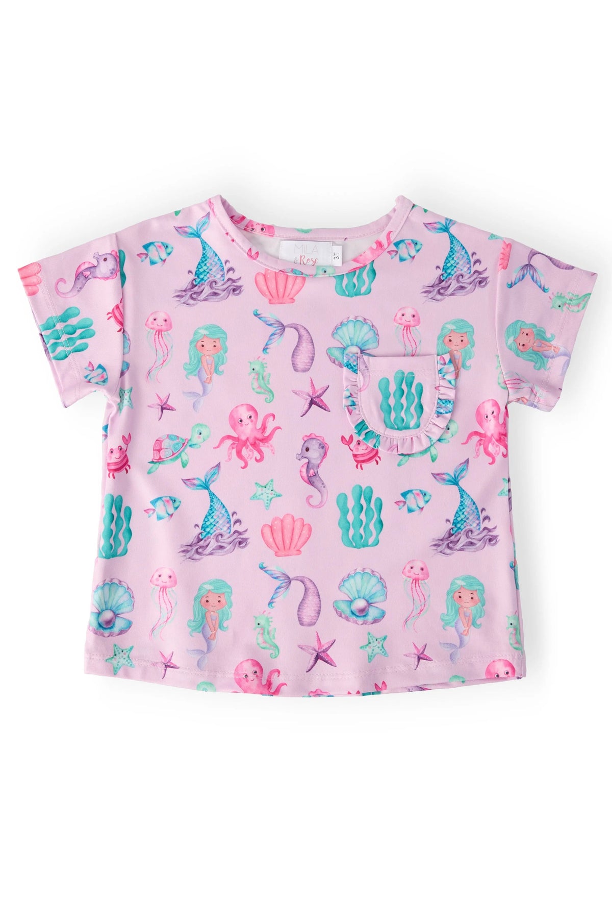 Under the Sea Ruffle Pocket Tee - Blue, Baby & Toddler Clothing, Pink, Active Shirt, Top | Everetts Place