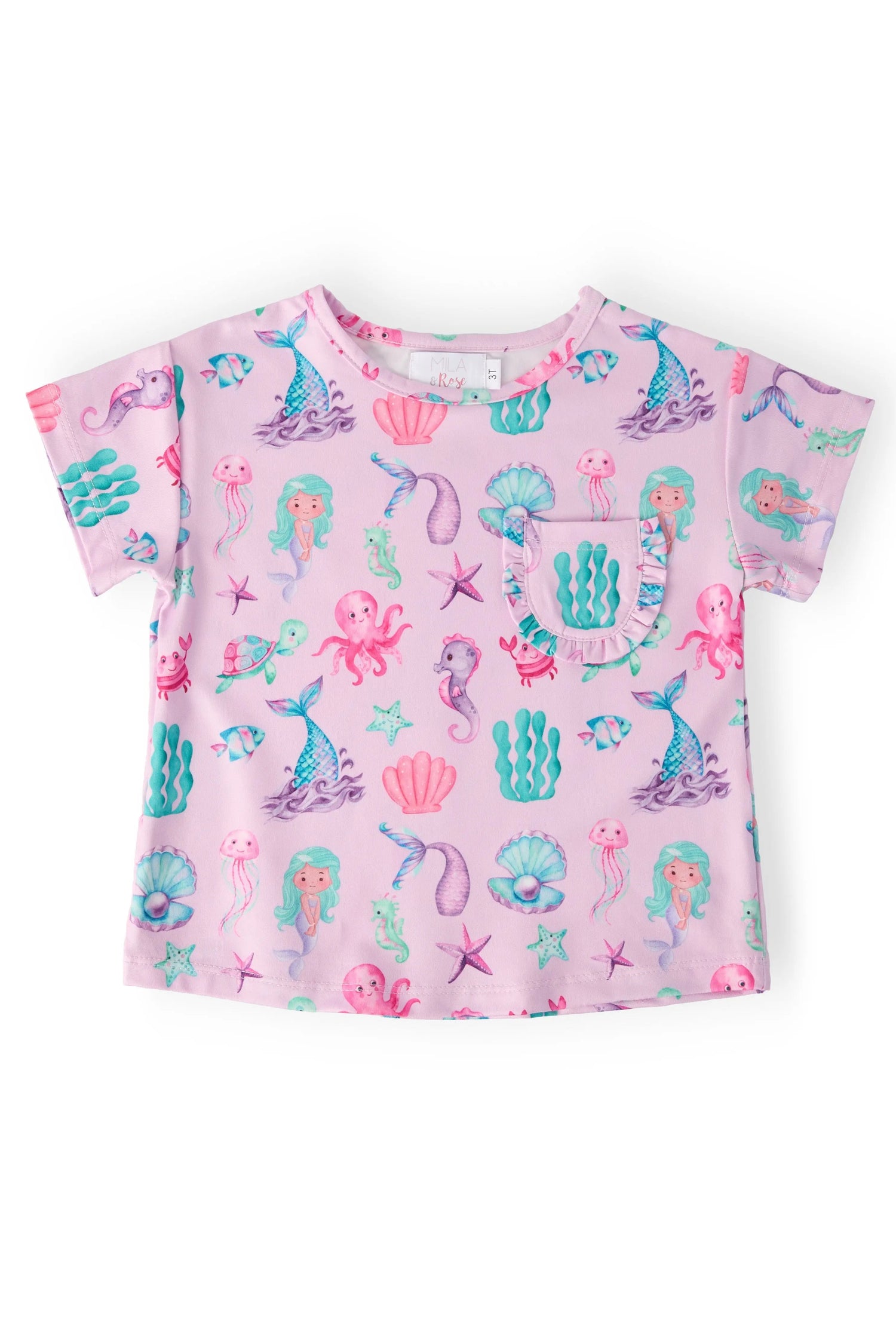 Under the Sea Ruffle Pocket Tee - Blue, Baby & Toddler Clothing, Pink, Active Shirt, Top | Everetts Place