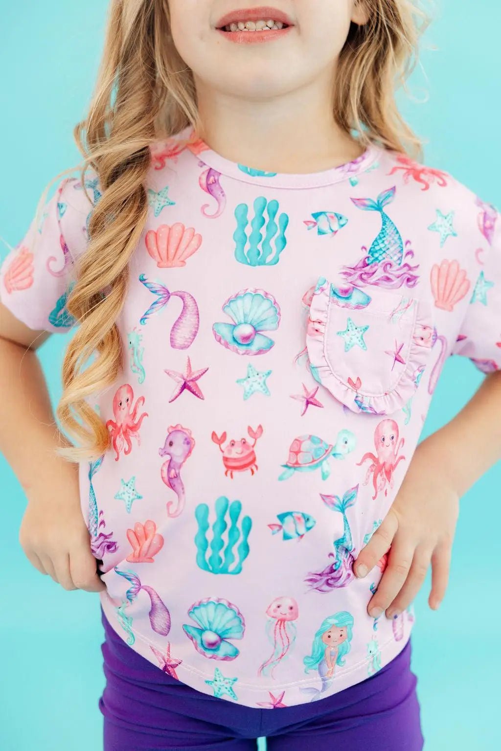 Mila & Rose ® Under the Sea Ruffle Pocket Tee - 