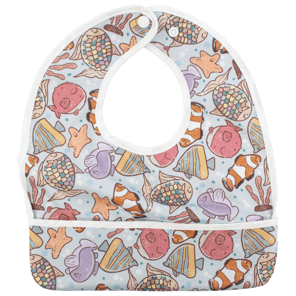 Texas Tushies Under Waves Flip Bib with Pocket Machine Washable for Messy Eaters - 