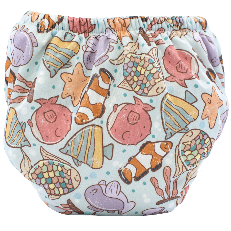 Under Waves - Training Pants with bamboo layers and colorful ocean-themed design.