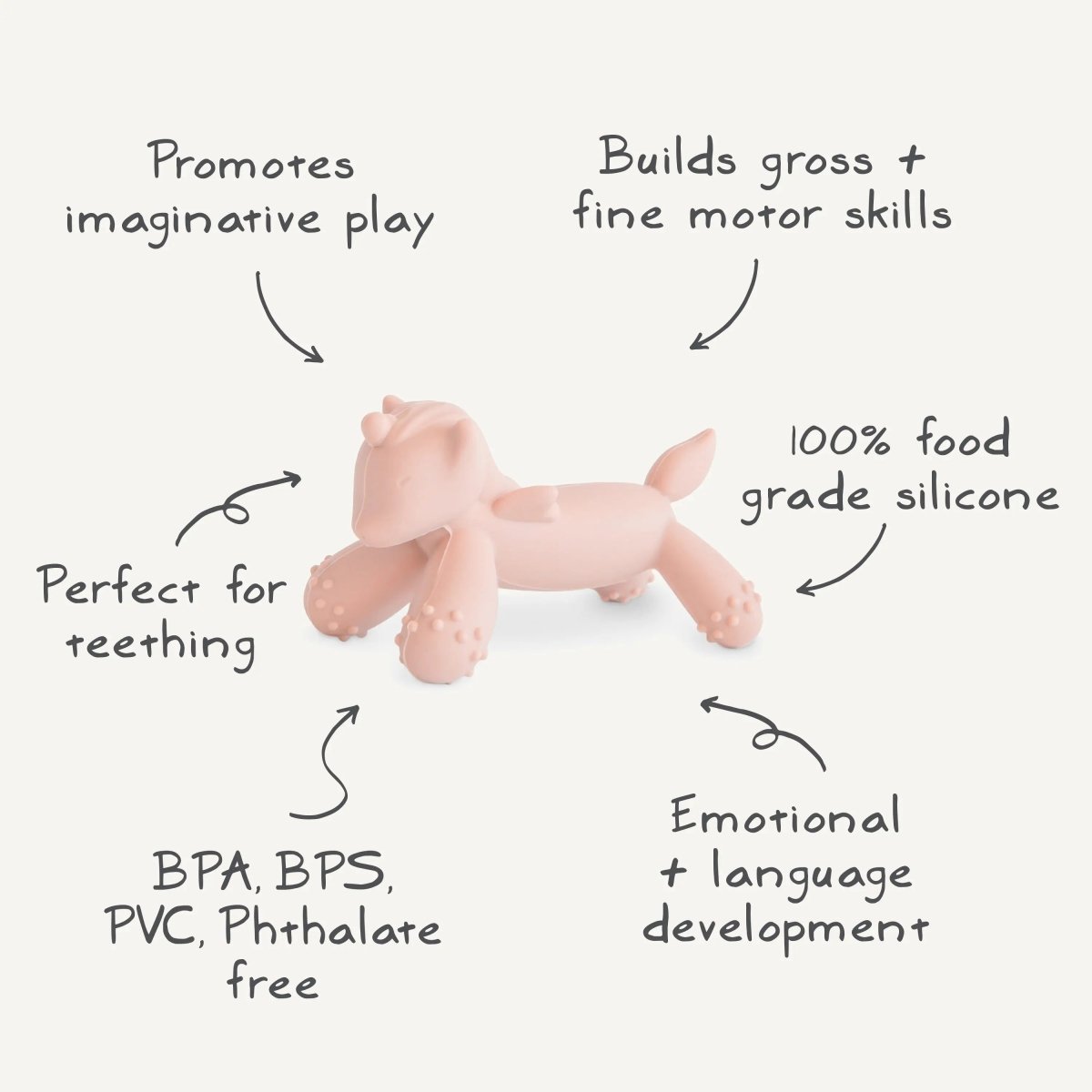 Mushie Unicorn Figurine Teether Made from Non Toxic Food Grade Silicone - 