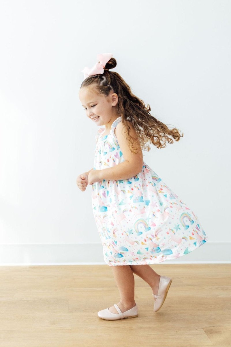 Mila & Rose ® Unicorn Kisses Ruffle Cross Back Dress - 