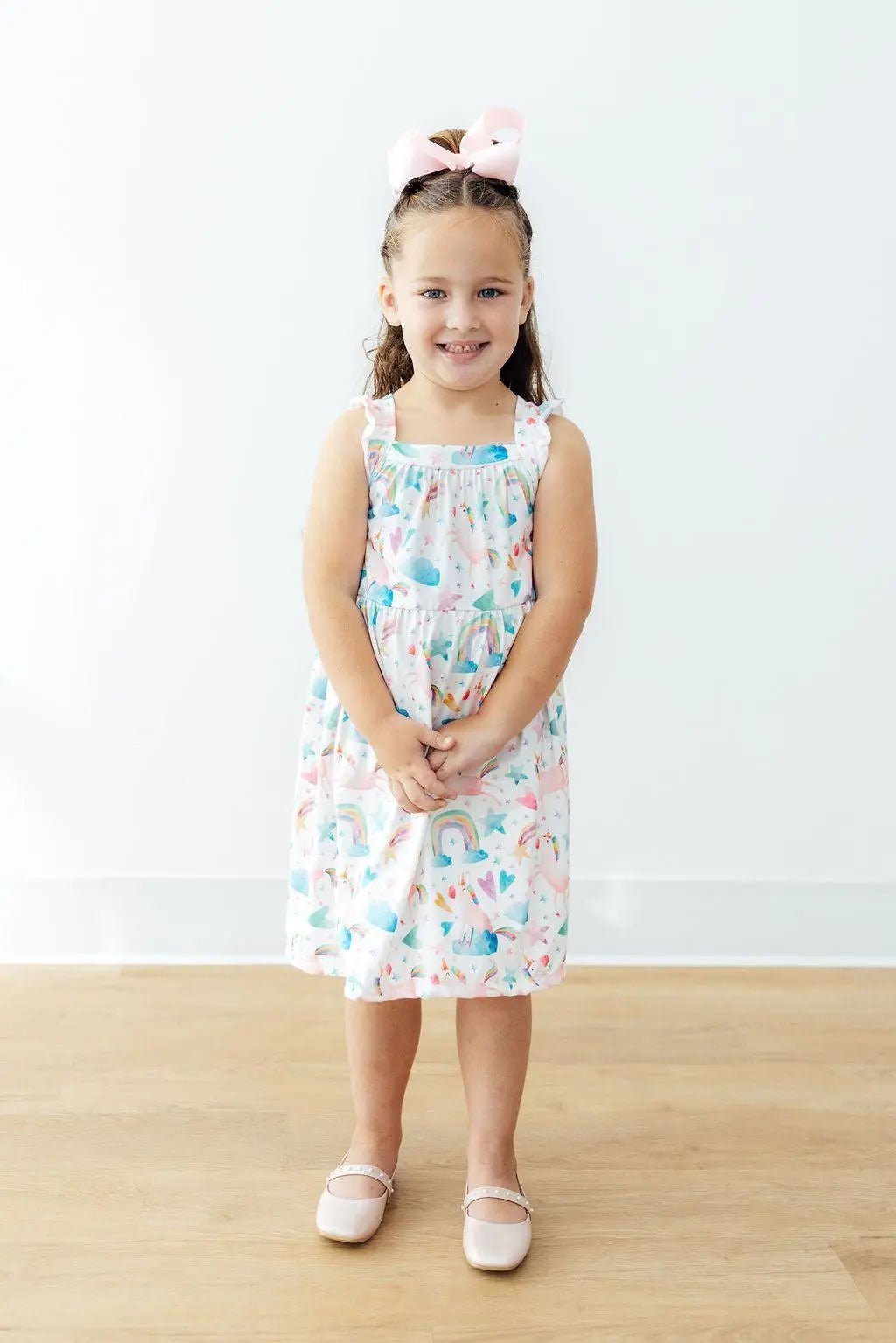 Mila & Rose ® Unicorn Kisses Ruffle Cross Back Dress - 