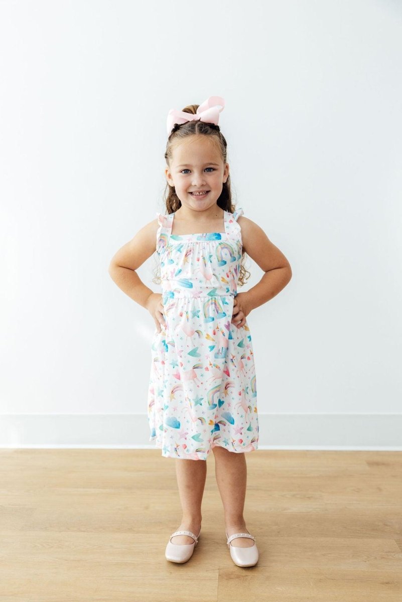 Mila & Rose ® Unicorn Kisses Ruffle Cross Back Dress - 
