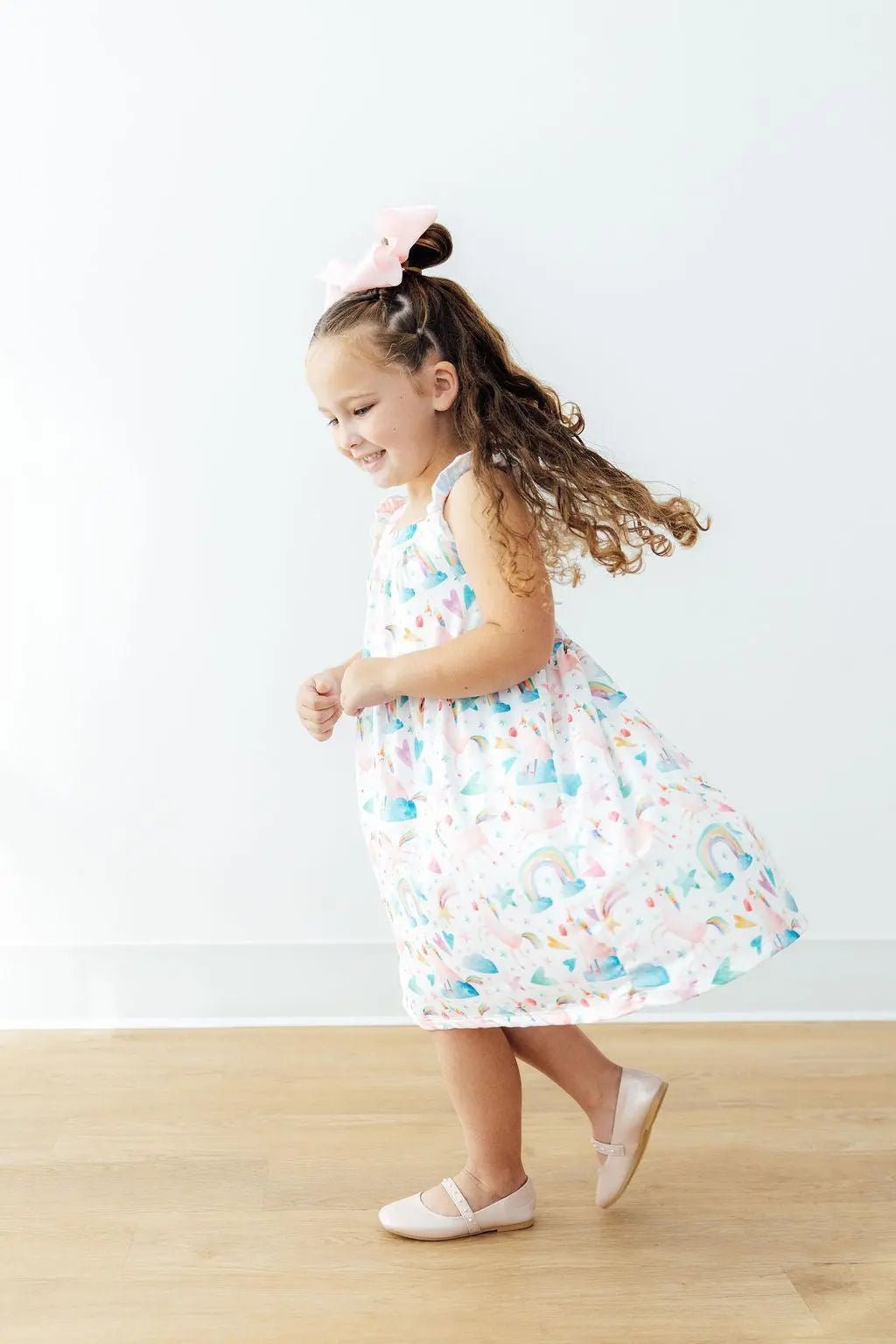 Mila & Rose ® Unicorn Kisses Ruffle Cross Back Dress - 