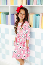 Mila & Rose ® Unicorn Kitties 3/4 Sleeve Pocket Twirl Dress - 
