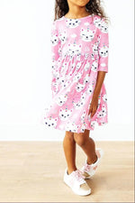 Mila & Rose ® Unicorn Kitties 3/4 Sleeve Pocket Twirl Dress - 