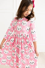 Mila & Rose ® Unicorn Kitties 3/4 Sleeve Pocket Twirl Dress - 