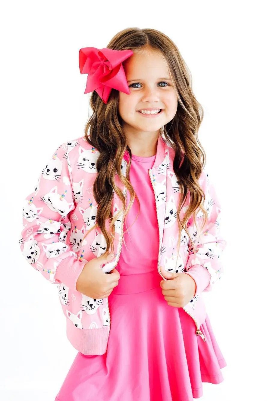 Unicorn Kitties Satin Jacket - Sleeve, Pink, Collar, Child, Smile | Everetts Place