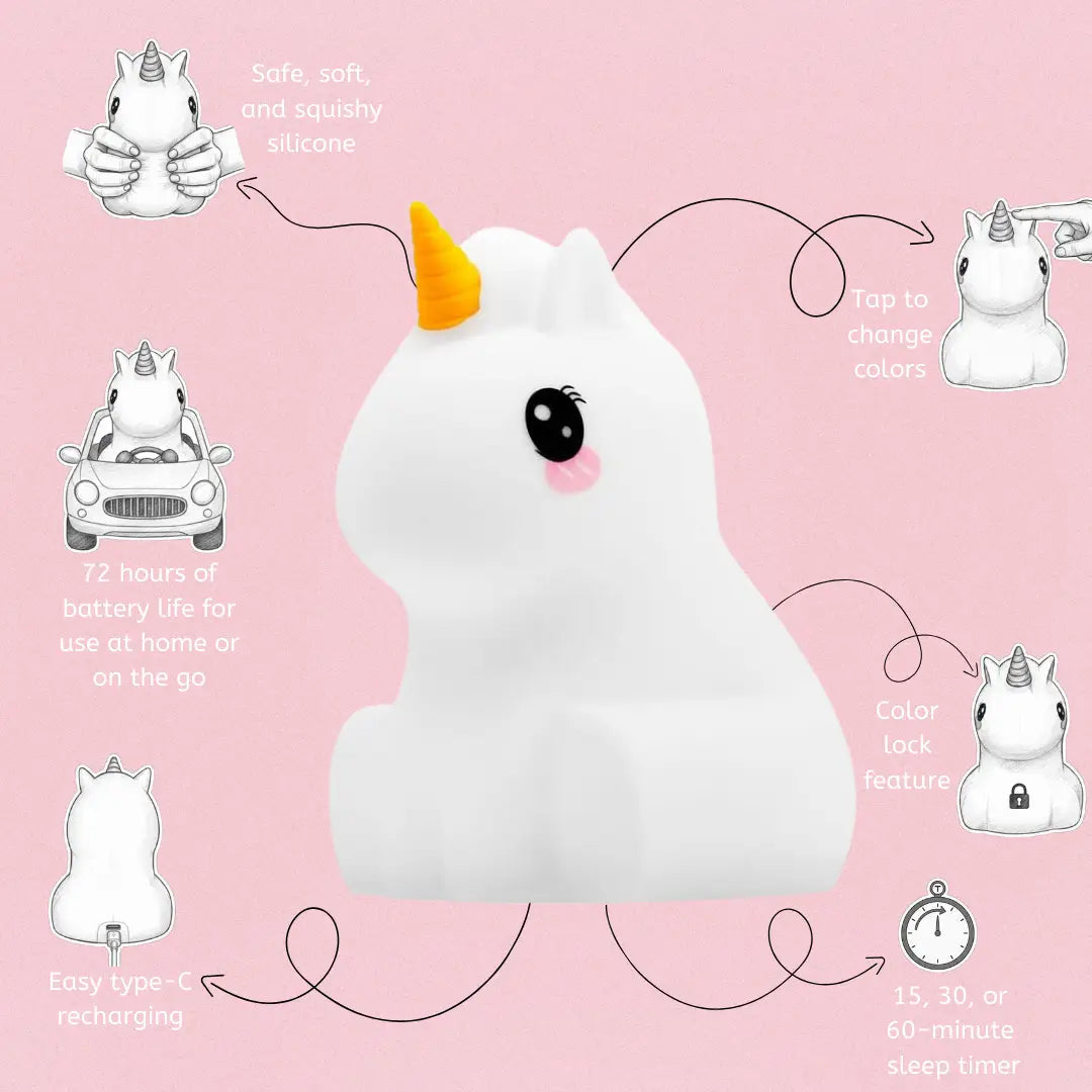 Lumieworld Unicorn Night Light for Kids - LED Unicorn Lamp | LumiPets® - 
