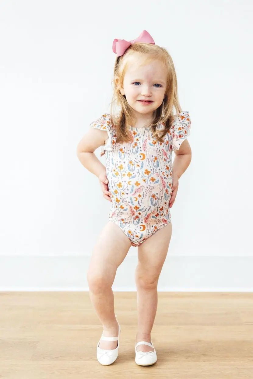 Mila & Rose ® Unicorn Soiree S/S Flutter Sleeve Leotard - 