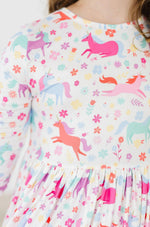 Mila & Rose ® Unicorn Wish 3/4 Sleeve Pocket Twirl Dress - 