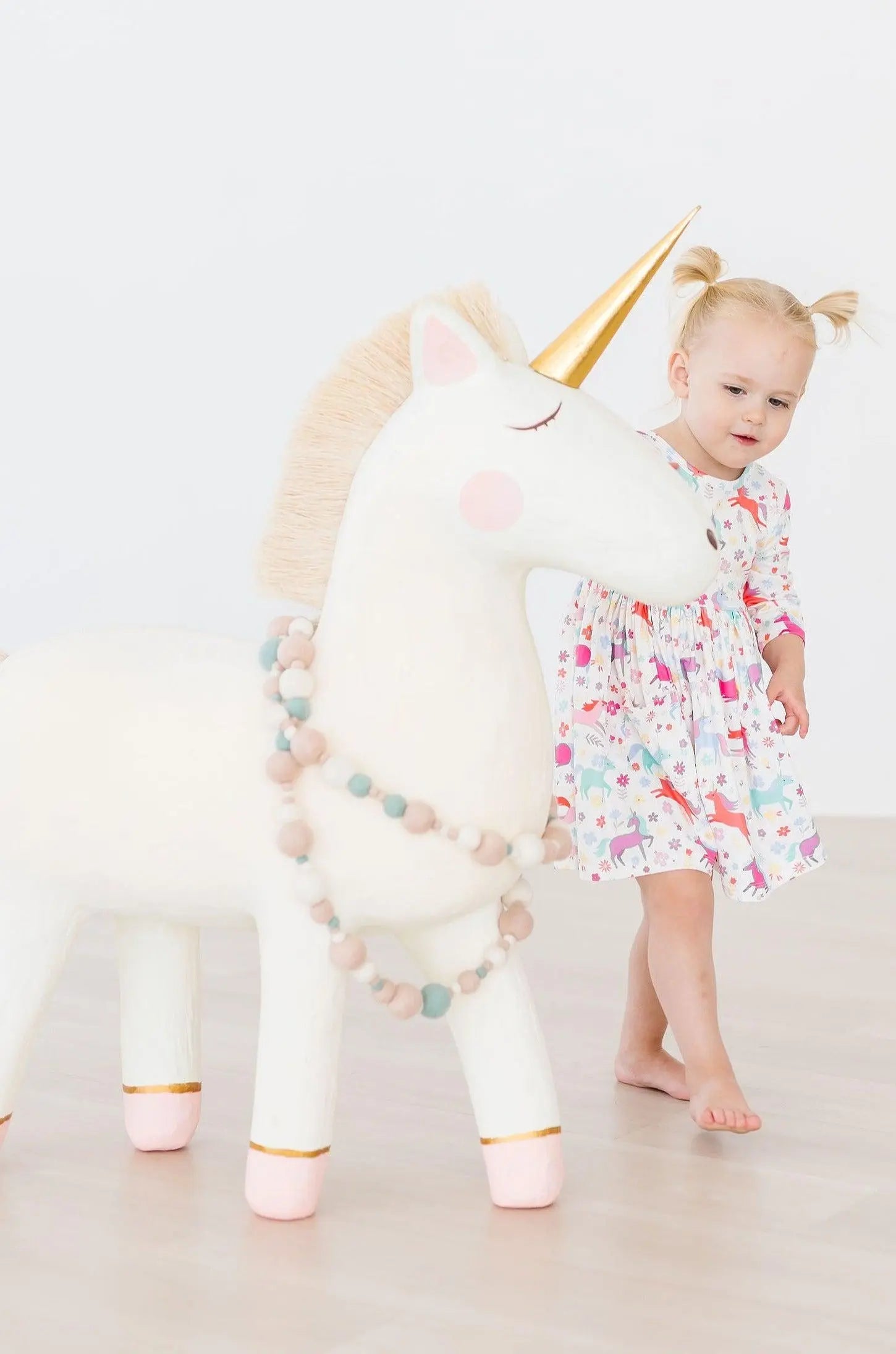 Mila & Rose ® Unicorn Wish 3/4 Sleeve Pocket Twirl Dress - 