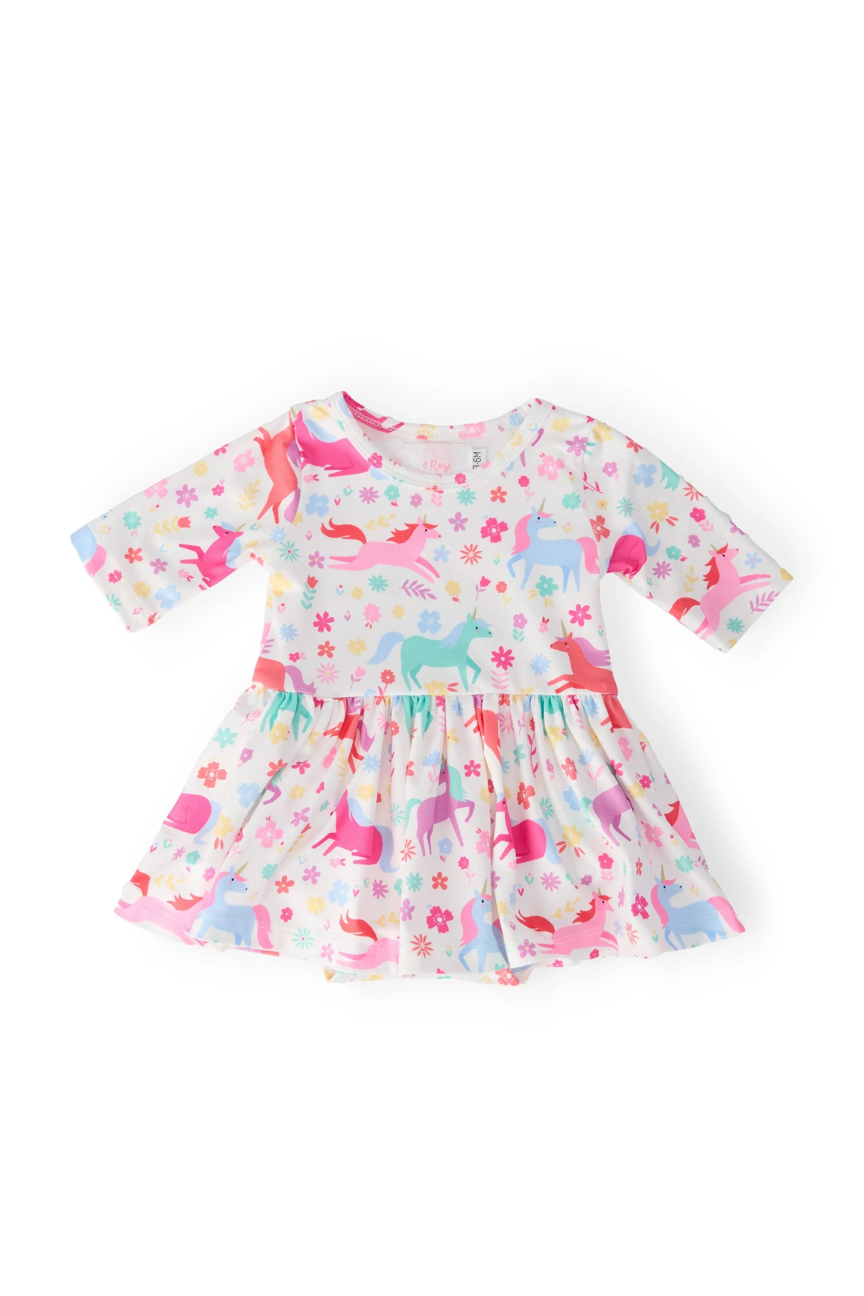 Mila & Rose ® Unicorn Wish 3/4 Sleeve Twirl Bodysuit - 