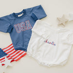 Little Joy Co. USA Stars Sweatshirt Romper