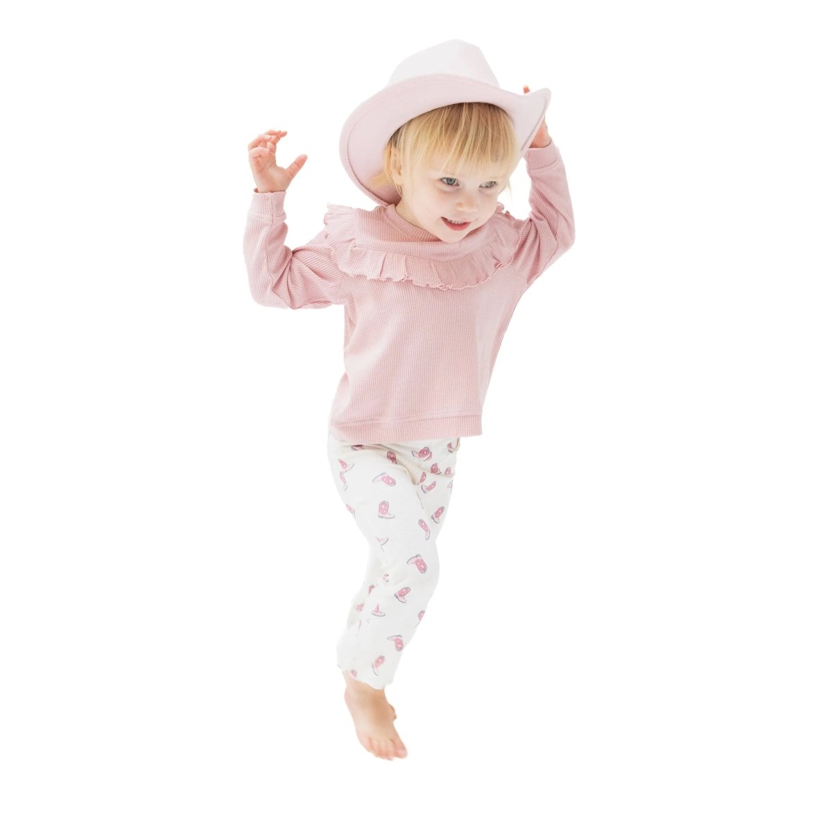 Angel Dear V Ruffle Waffle Top And Ribbed Legging Set For Kids - Everetts Place Boutique - 