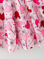 Rylee Faith Designs Valentine Dress for Girls – Pink Dress with Daisy & Lollipop Print - 