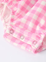 Rylee Faith Designs Valentine Pink Plaid Baby Girls Romper with Horse & Heart Smocking - 