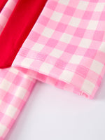 Rylee Faith Designs Valentine Pink Plaid Girls Dress with Horse & Heart Smocking Embroidery - 