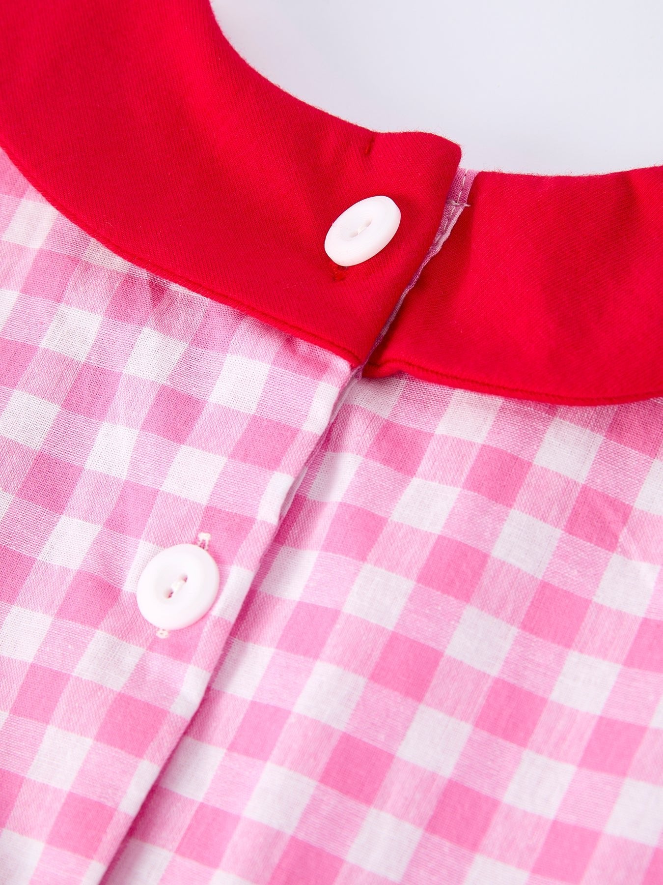 Rylee Faith Designs Valentine Pink Plaid Girls Dress with Red Hearts and Bows - 