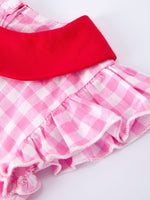 Rylee Faith Designs Valentine Pink Plaid Girls Dress with Red Hearts and Bows - 