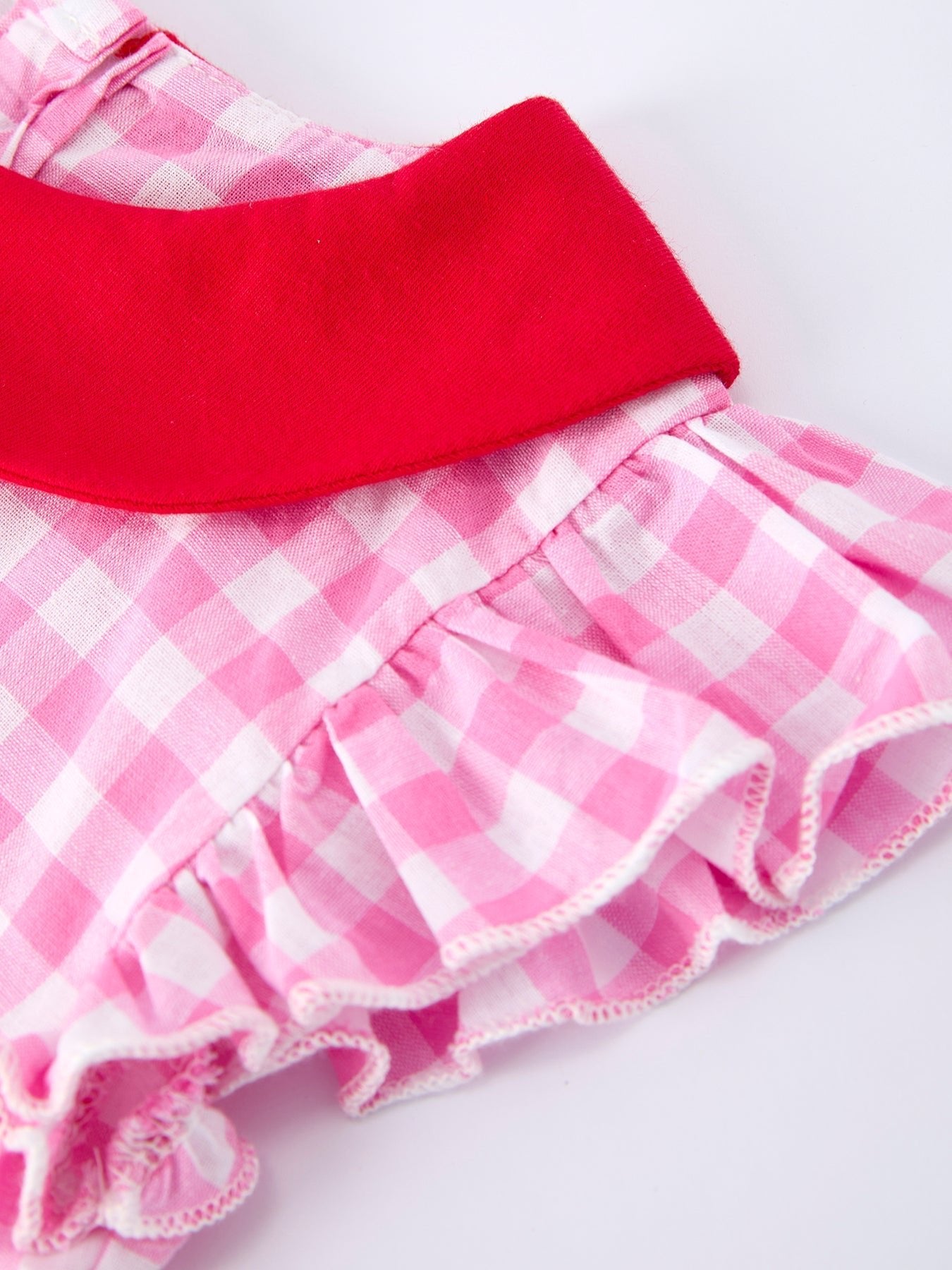 Rylee Faith Designs Valentine Pink Plaid Girls Dress with Red Hearts and Bows - 