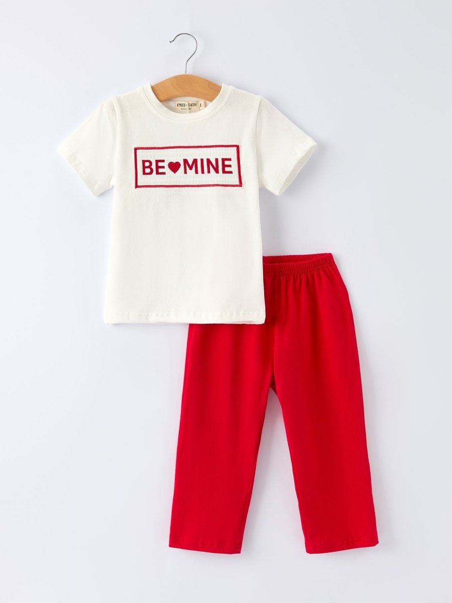Rylee Faith Designs Valentine's Day "BE ❤ MINE" Embroidered Boy's Set - 